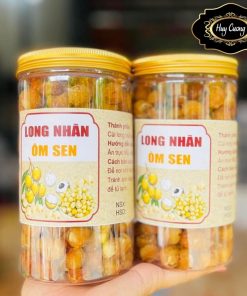 Long nhãn Hưng Yên ôm hạt sen Huế sấy giòn thượng hạng (500g, 1kg). Long nhãn sấy khô bọc hạt sen ăn liền
